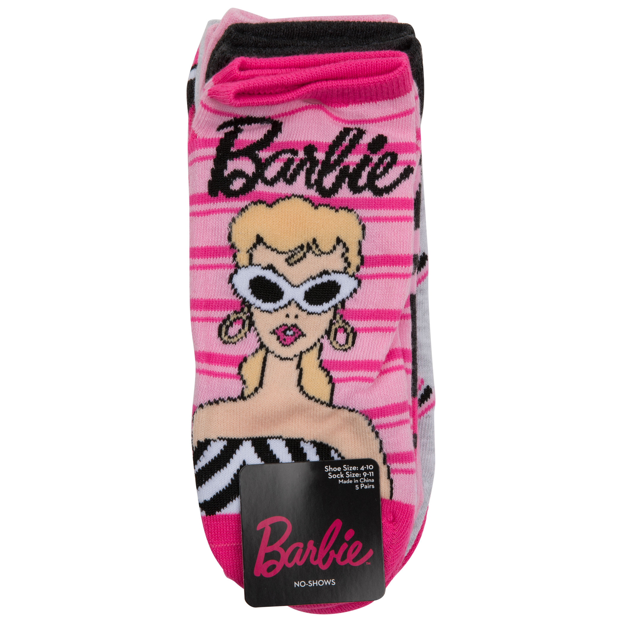 Barbie Classic Looks Women's No Show Socks 5-Pack
